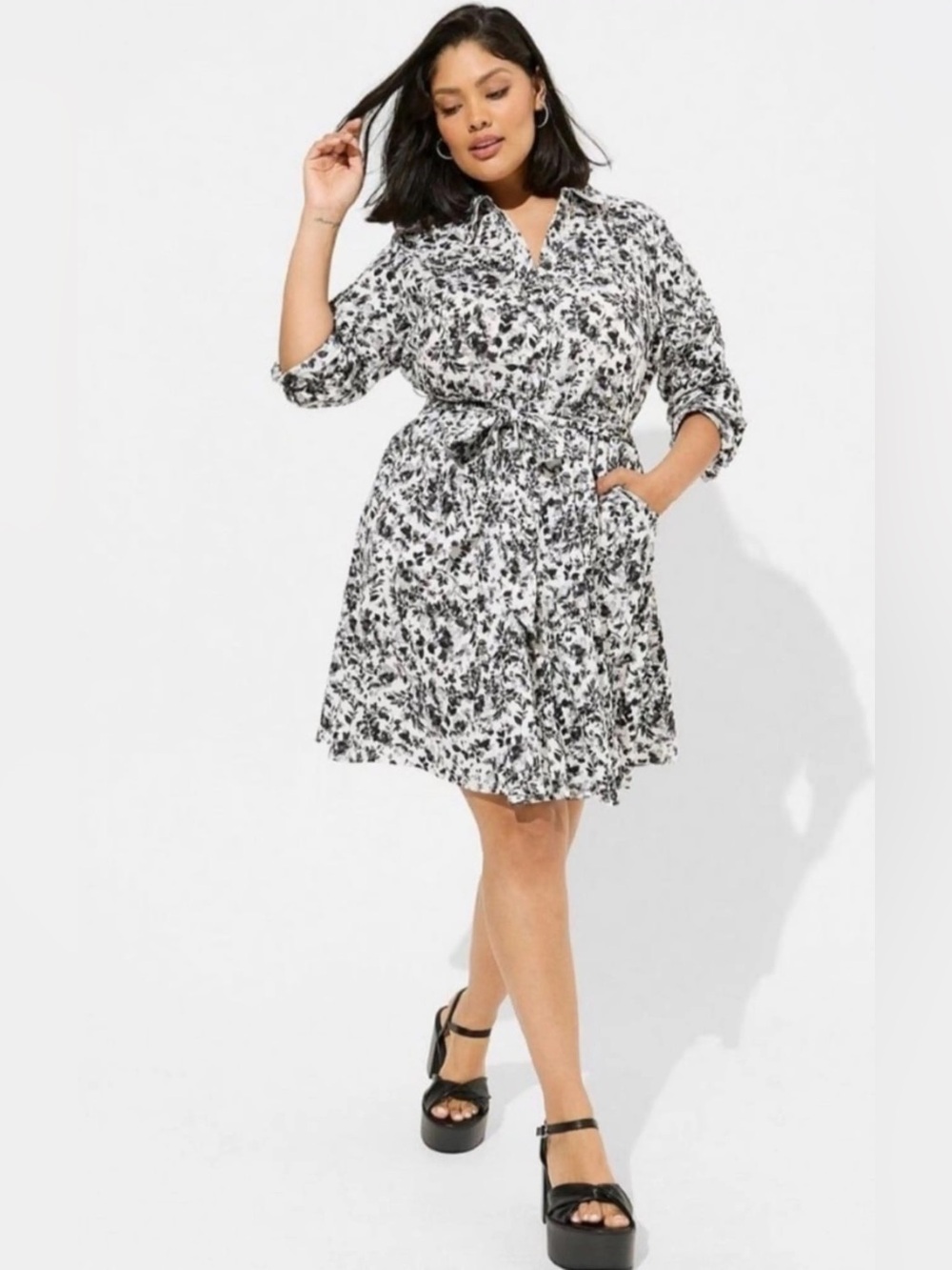 Torrid mini poplin shirt dress size 2X EUC Fall Casual Office Flattering